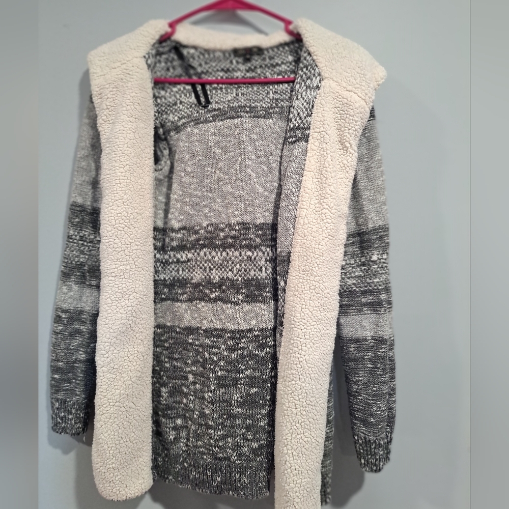 Boutique sweater jacket with wool accents